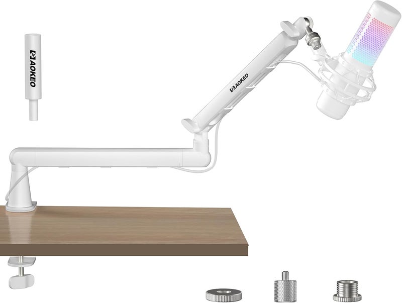Aokeo Microphone Arm, AK-55 Desk Low Profile Adjustable Mic Boom Arm Stand,Suitable For Blue Yeti,Snowball iCE, HyperX QuadCast,SoloCast,Elgato Wave,Etc - Image 1